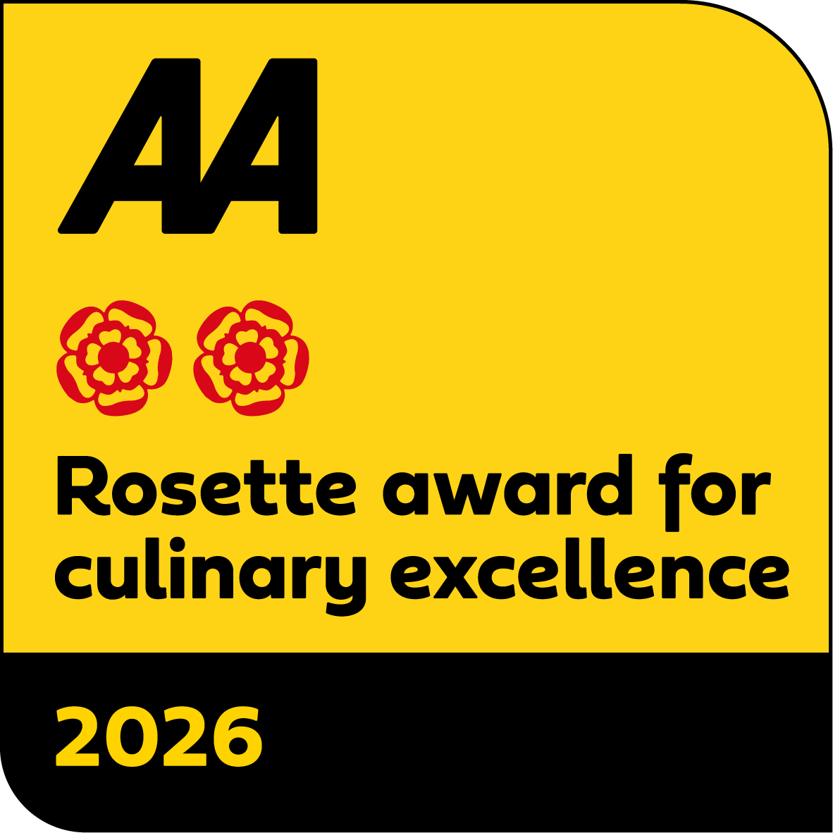 AA Two Rosettes award for culinary excellence 2026